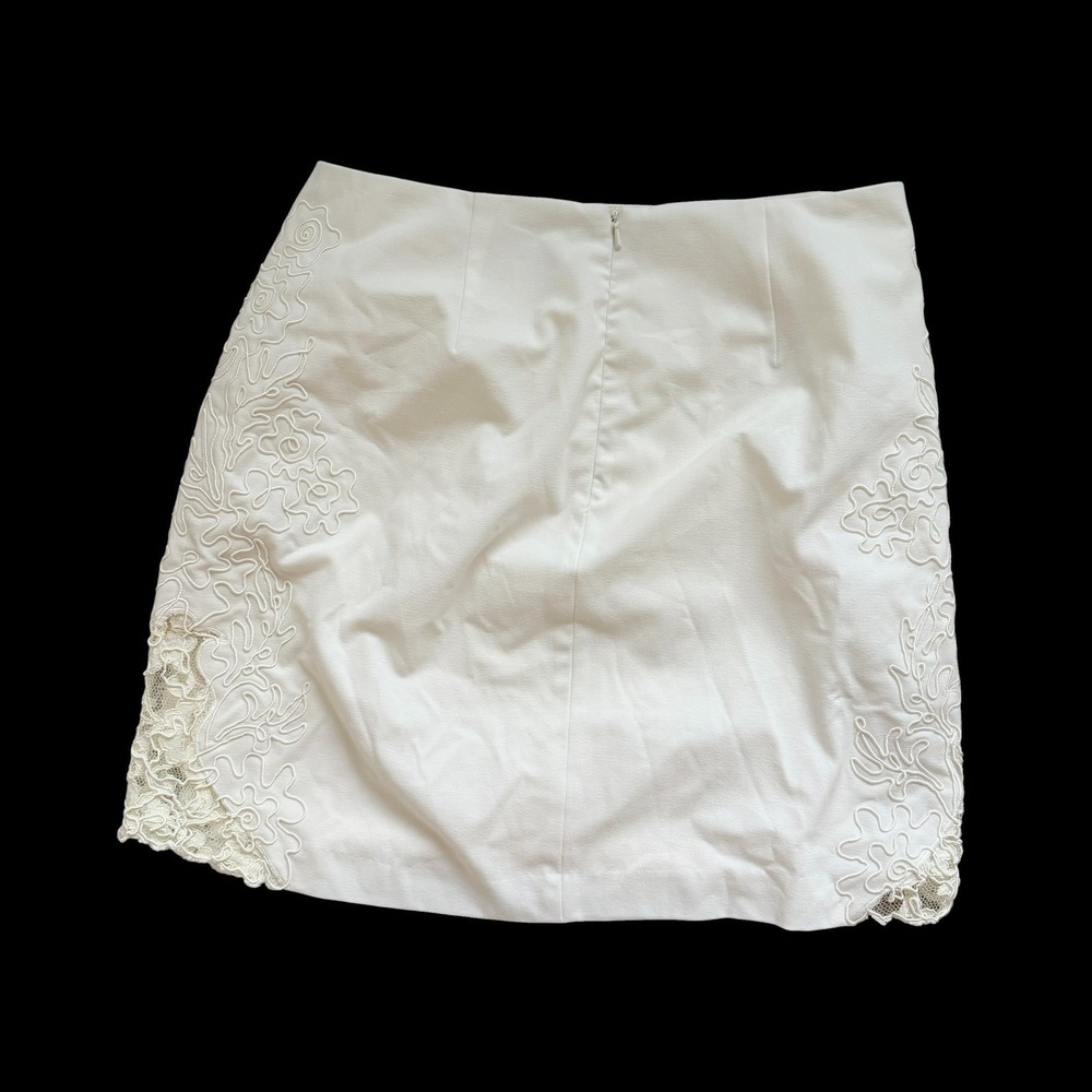 Cache Ivory Mini Skirt Soutache Embroidery Lace Cut Out Cream Size 6 Style 5326